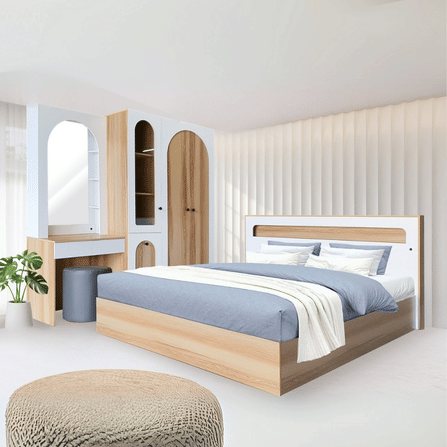 ชุดห้องนอน 6 ฟุต WISDOM DESIGN FURNITURE รุ่น ARISTA 6 สี แอช/ขาว_6